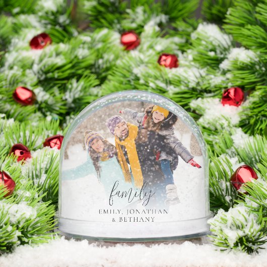 Aangepaste familie 2 foto's Overlay namen Datum Sneeuwbol (Kerstmis)