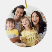 Aangepaste FAMILIE 2 Photo Gold Script Keepomwille Keramisch Ornament (Voorkant)