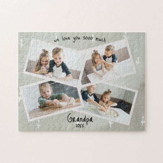 Aangepaste Familie 4 Foto Maak je eigen Opa Legpuzzel (Horizontaal)