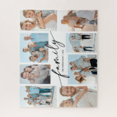 Aangepaste familie 8 foto collage moderne script legpuzzel (Verticaal)