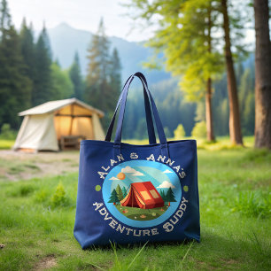 Aangepaste familie avontuur kamp - gepersonaliseer tote bag