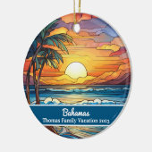 Aangepaste familie Bahama's vakantie Faux Glas in  Keramisch Ornament (Links)