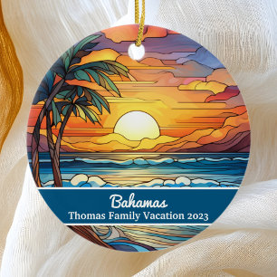 Aangepaste familie Bahama's vakantie Faux Glas in Keramisch Ornament