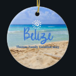 Aangepaste familie Belize Beach Vakantie Kerstmis Keramisch Ornament<br><div class="desc">Schattige personaliseerbaar Belize Trip souvenir. Maatwerk: Verander onderschrift en jaar om het uniek te maken.</div>