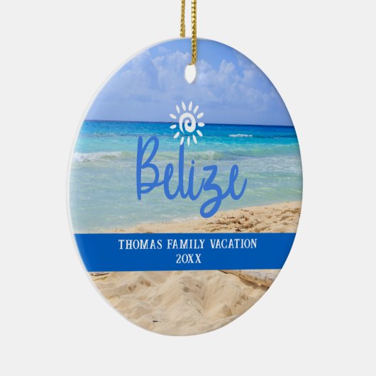 Aangepaste familie Belize Beach Vakantie Kerstmis Keramisch Ornament (Rechts)