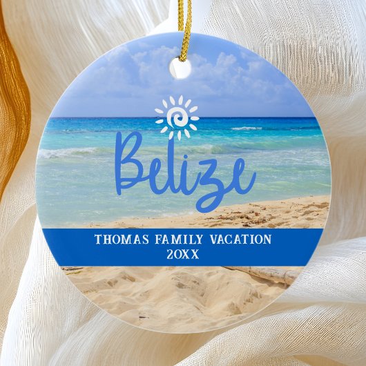 Aangepaste familie Belize Beach Vakantie Kerstmis Keramisch Ornament