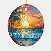 Aangepaste familie Belize vakantie faux Glas in lo Keramisch Ornament (Links)