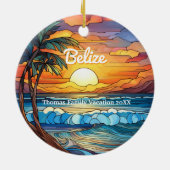 Aangepaste familie Belize vakantie faux Glas in lo Keramisch Ornament (Achterkant)