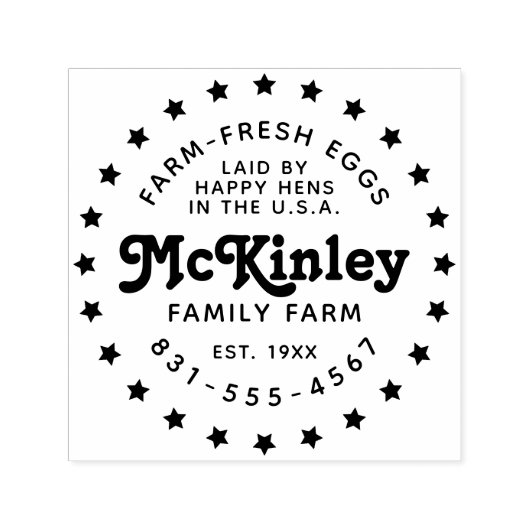 Aangepaste familie Boerderij Logo | Retro kippenei Zelfinktende Stempel (Design)