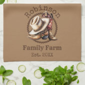 Aangepaste familie Boerderij Westerne cowboylaarze Theedoek (Gevouwen)