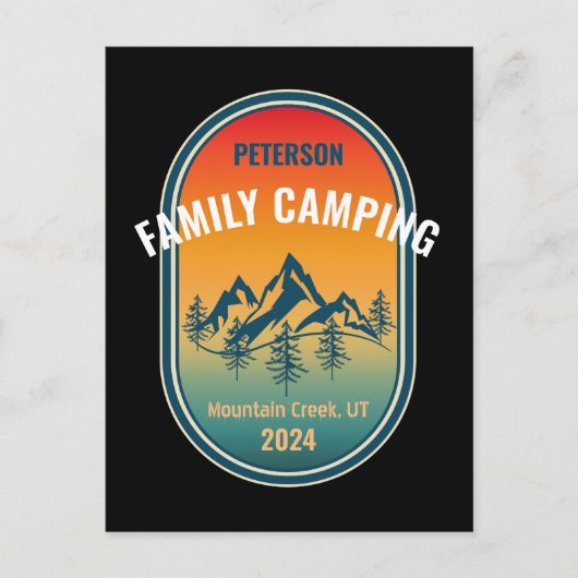 Aangepaste Familie Camping  Sunset Adventure Briefkaart (Voorkant)