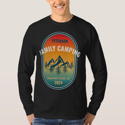 Aangepaste Familie Camping Sunset Adventure T-shirt (Voorkant)
