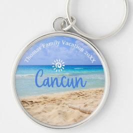 Aangepaste familie Cancun Beach Vakantie Sleutelhanger