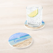 Aangepaste familie Cancun Beach Vakantie Zandsteen Onderzetter (Zijkant)