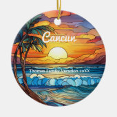 Aangepaste Familie Cancun Vakantie Faux Glas in lo Keramisch Ornament (Voorkant)