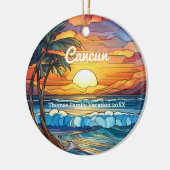 Aangepaste Familie Cancun Vakantie Faux Glas in lo Keramisch Ornament (Links)