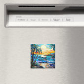 Aangepaste Familie Cancun Vakantie Faux Glas in lo Magneet (Insitu (Vaatwasser))