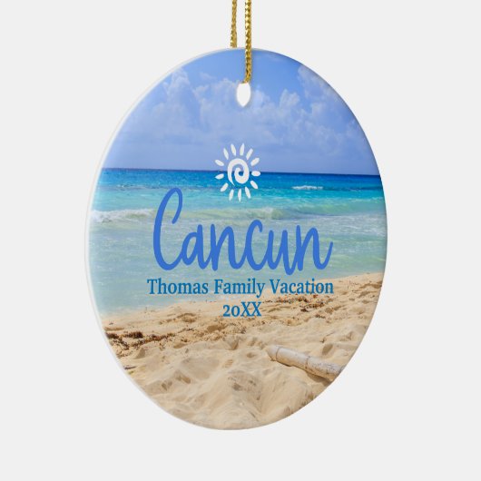 Aangepaste familie Cancun vakantie kerstboom Keramisch Ornament (Rechts)