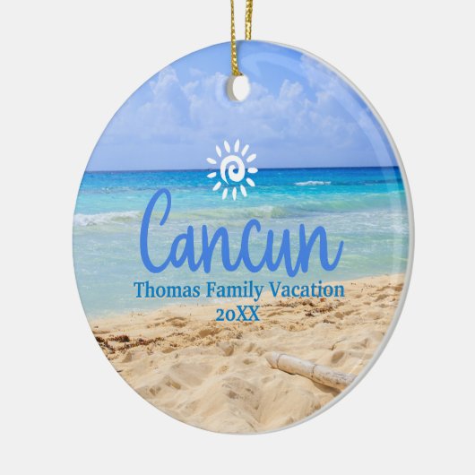Aangepaste familie Cancun vakantie kerstboom Keramisch Ornament (Links)