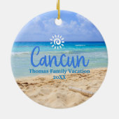 Aangepaste familie Cancun vakantie kerstboom Keramisch Ornament (Achterkant)
