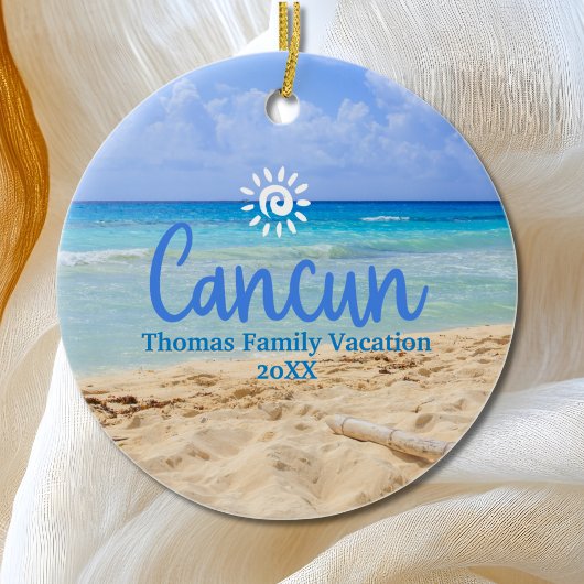 Aangepaste familie Cancun vakantie kerstboom Keramisch Ornament