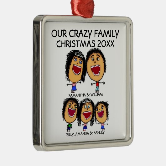 Aangepaste Familie Cartoon Kerstversiering Metalen Ornament (Rechts)