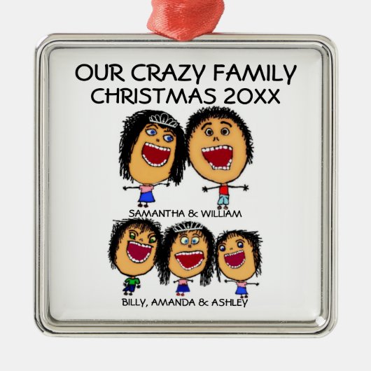 Aangepaste Familie Cartoon Kerstversiering Metalen Ornament (Voorkant)