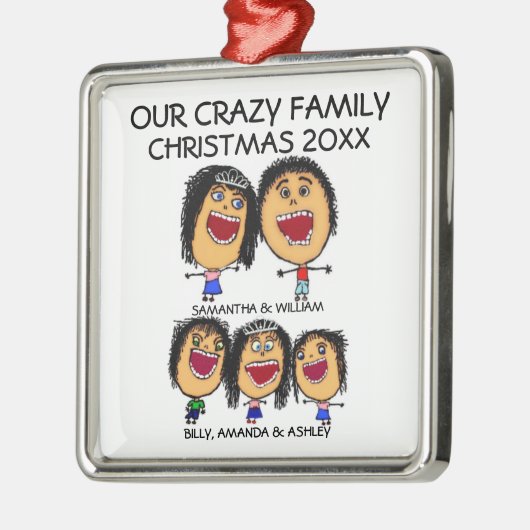 Aangepaste Familie Cartoon Kerstversiering Metalen Ornament (Links)