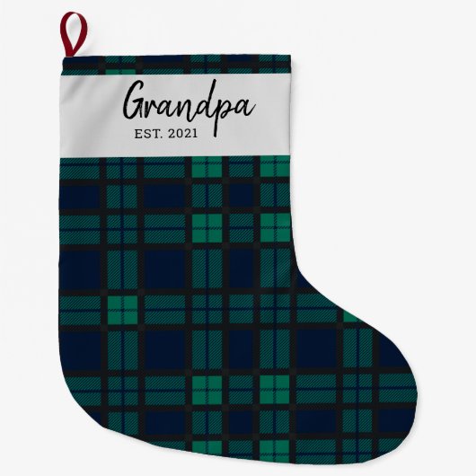 Aangepaste familie Clan Black Watch Pset Check Tar Grote Kerstsok (Voorkant)