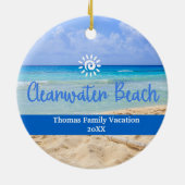 Aangepaste familie Clearwater Beach vakantie Kerst Keramisch Ornament (Achterkant)