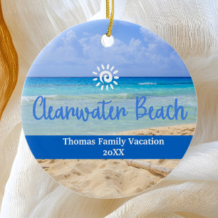 Aangepaste familie Clearwater Beach vakantie Kerst Keramisch Ornament