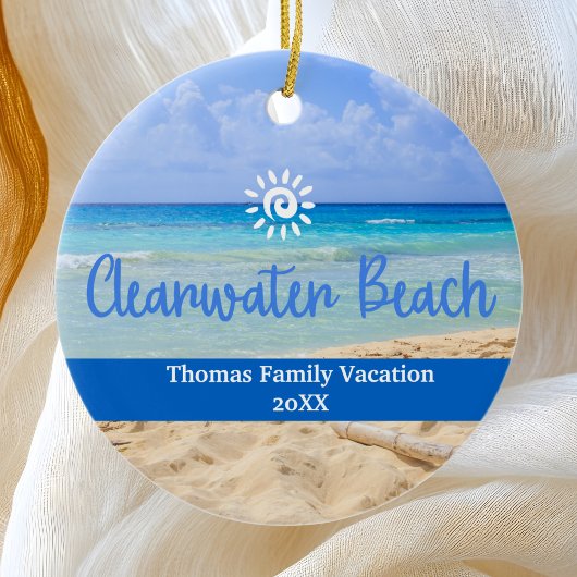 Aangepaste familie Clearwater Beach vakantie Kerst Keramisch Ornament