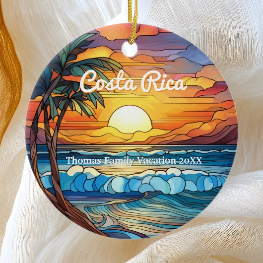 Aangepaste familie Costa Rica Trip Faux Glas in lo Keramisch Ornament