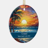 Aangepaste familie Cozumel Beach vakantie Keramisch Ornament (Rechts)