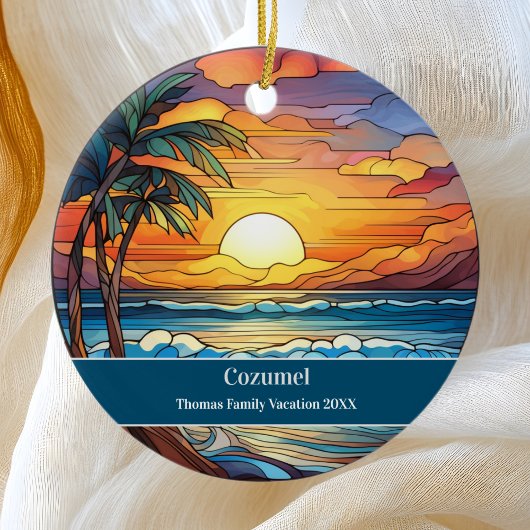 Aangepaste familie Cozumel Beach vakantie Keramisch Ornament