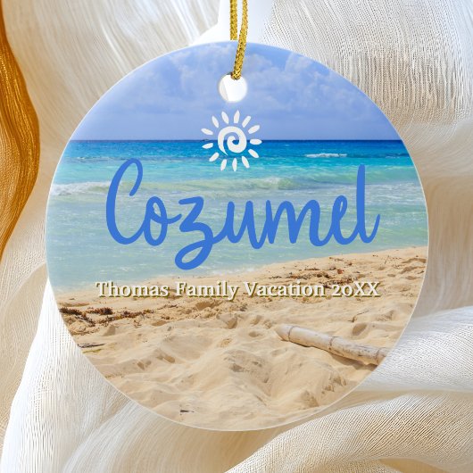 Aangepaste Familie Cozumel Vakantie Kerstmis Keramisch Ornament
