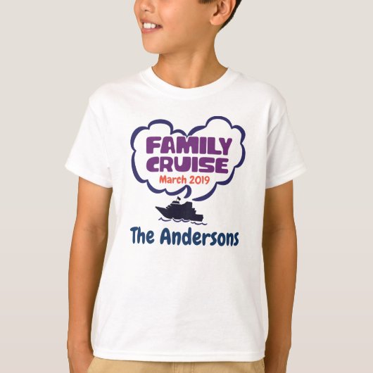 Aangepaste Familie Cruise Vakantie Datum Gepersona T-shirt (Voorkant)