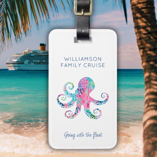 Aangepaste familie cruise vakantie Schattigee octo Bagagelabel