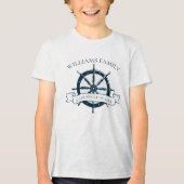 Aangepaste Familie Cruiseschip Trip Nautisch Wheel Tri-Blend Shirt (Voorkant)
