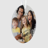 Aangepaste FAMILIE (donkere tekst) 2-foto-toetsenb Ornament (voorkant)