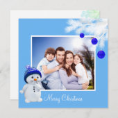 Aangepaste familie en Snowman op Sky Blue Kerstmis (Voorkant / Achterkant)
