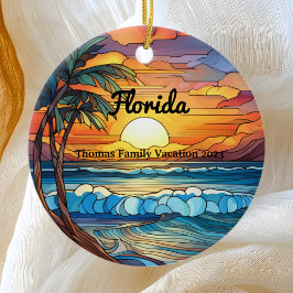 Aangepaste familie Florida Trip Faux Glas in lood Keramisch Ornament