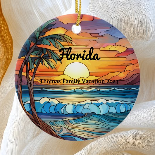 Aangepaste familie Florida Trip Faux Glas in lood Keramisch Ornament