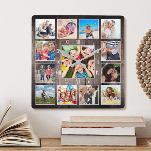 Aangepaste familie foto bijtende farmhouse Love Ke Vierkante Klok