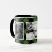 Aangepaste familie foto buffelplaat groen mok (Voorkant links)