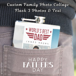 Aangepaste Familie Foto Collage Flask 6 Foto's & T Heupfles