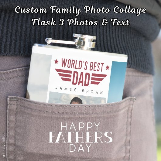 Aangepaste Familie Foto Collage Flask 6 Foto's & T Heupfles