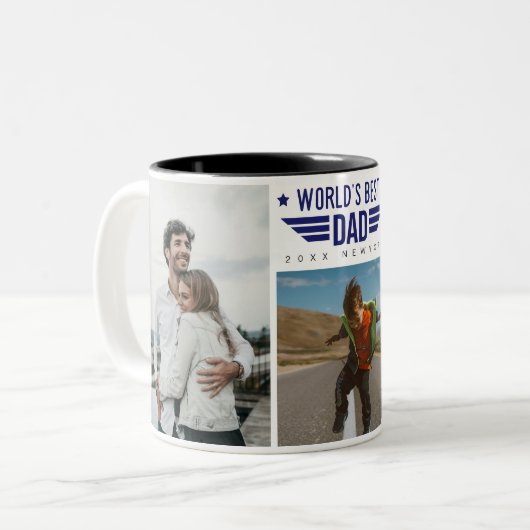 Aangepaste Familie Foto Collage Flask 6 Foto's & T Tweekleurige Koffiemok (Voorkant links)