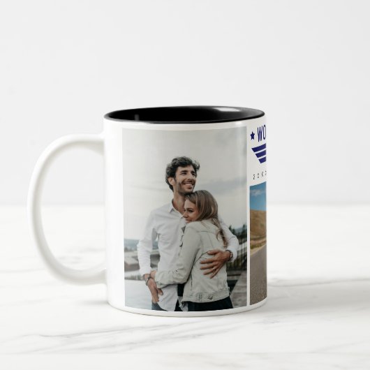 Aangepaste Familie Foto Collage Flask 6 Foto's & T Tweekleurige Koffiemok (Links)