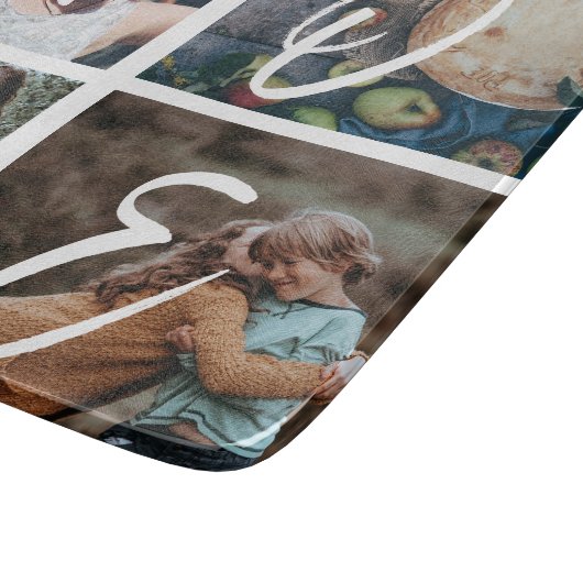 Aangepaste familie foto collage Keepomwille HOME Snijplank (Hoek)